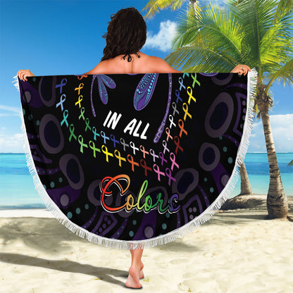 Fight Cancer In All Colors Australia Indigenous Beach Blanket Dragonflies Aboriginal Art