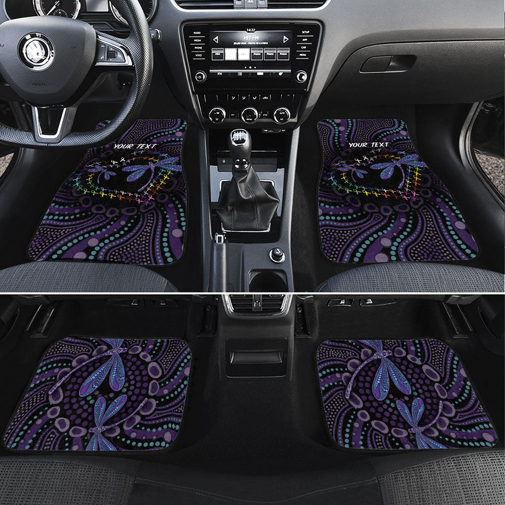 Fight Cancer In All Colors Australia Indigenous Personalized Car Mats Dragonflies Aboriginal Art