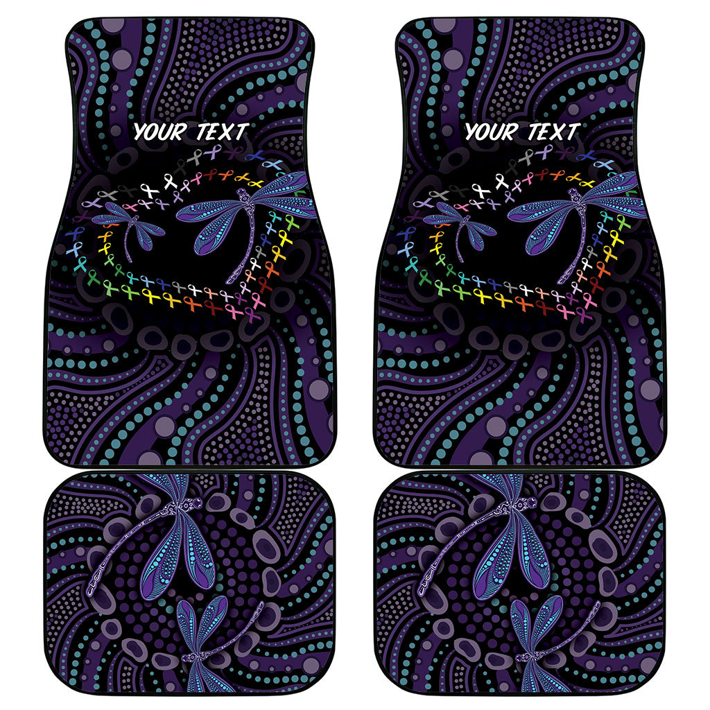 Fight Cancer In All Colors Australia Indigenous Personalized Car Mats Dragonflies Aboriginal Art