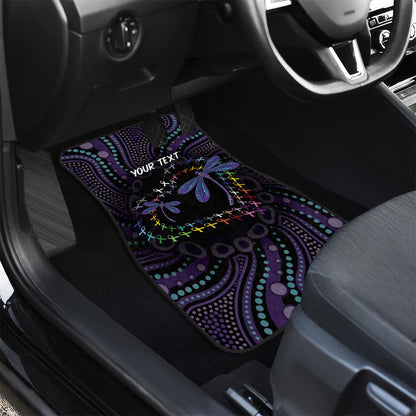 Fight Cancer In All Colors Australia Indigenous Personalized Car Mats Dragonflies Aboriginal Art
