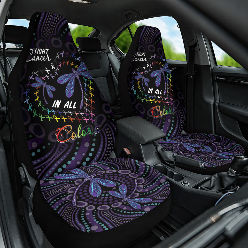 Fight Cancer In All Colors Australia Indigenous Car Seat Cover Dragonflies Aboriginal Art