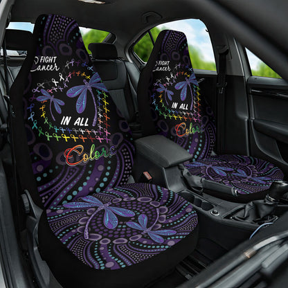 Fight Cancer In All Colors Australia Indigenous Car Seat Cover Dragonflies Aboriginal Art