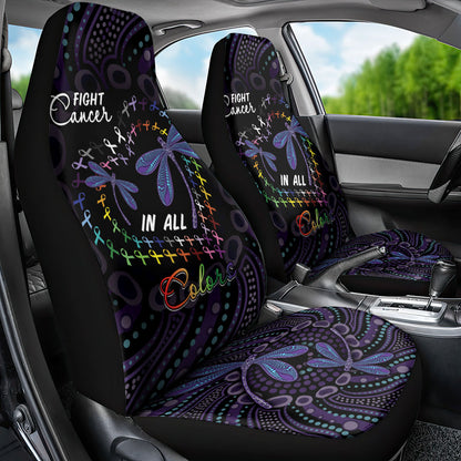 Fight Cancer In All Colors Australia Indigenous Car Seat Cover Dragonflies Aboriginal Art