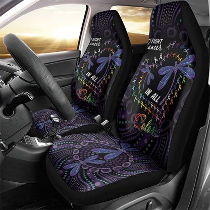 Fight Cancer In All Colors Australia Indigenous Car Seat Cover Dragonflies Aboriginal Art