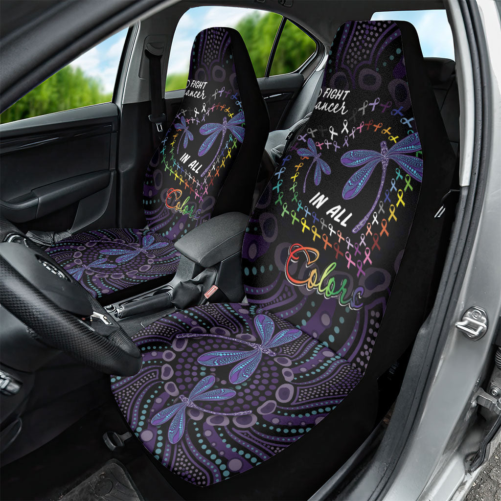 Fight Cancer In All Colors Australia Indigenous Car Seat Cover Dragonflies Aboriginal Art
