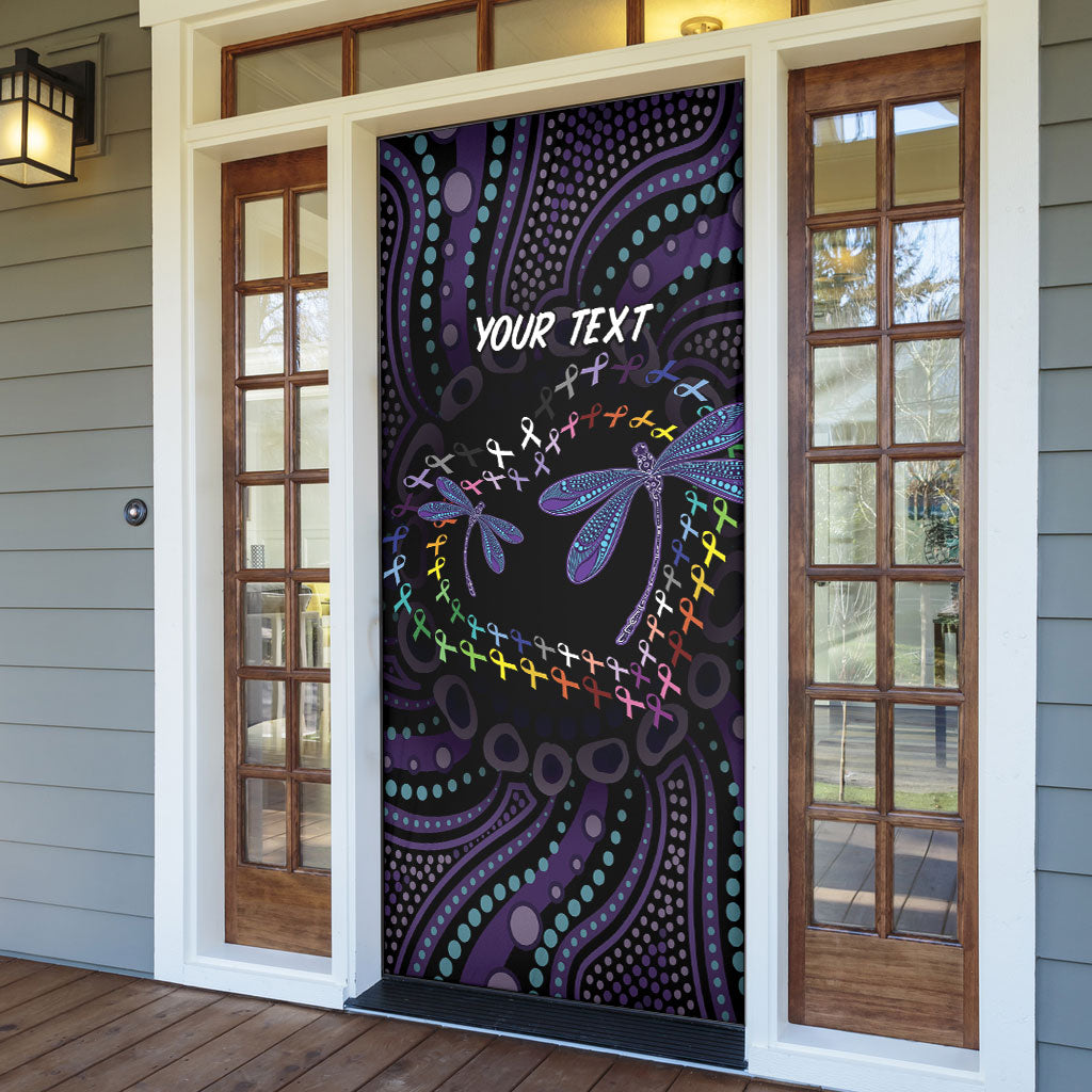 Fight Cancer In All Colors Australia Indigenous Personalized Door Cover Dragonflies Aboriginal Art