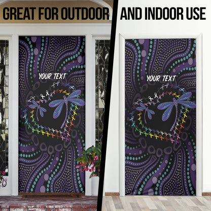 Fight Cancer In All Colors Australia Indigenous Personalized Door Cover Dragonflies Aboriginal Art