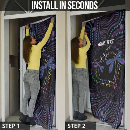 Fight Cancer In All Colors Australia Indigenous Personalized Door Cover Dragonflies Aboriginal Art