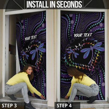 Fight Cancer In All Colors Australia Indigenous Personalized Door Cover Dragonflies Aboriginal Art