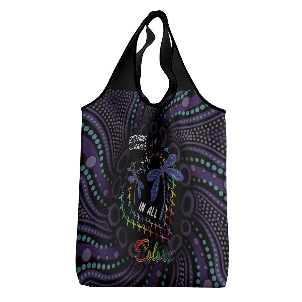 Fight Cancer In All Colors Australia Indigenous Grocery Bag Dragonflies Aboriginal Art