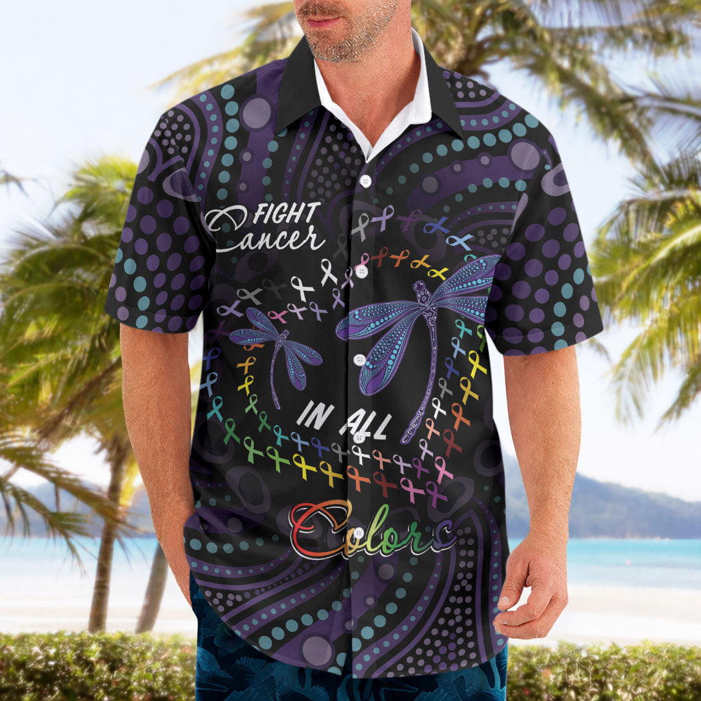Fight Cancer In All Colors Australia Indigenous Personalized Hawaiian Shirt Dragonflies Aboriginal Art