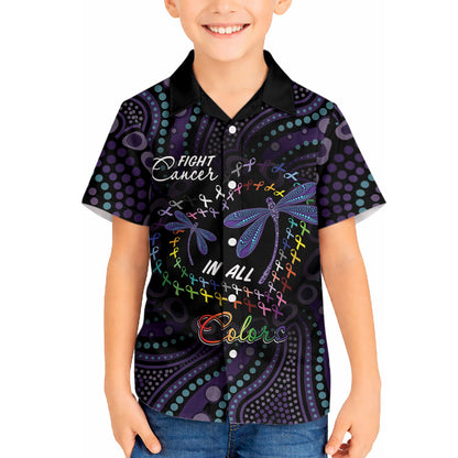Fight Cancer In All Colors Australia Indigenous Personalized Hawaiian Shirt Dragonflies Aboriginal Art