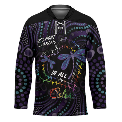 Fight Cancer In All Colors Australia Indigenous Personalized Hockey Jersey Dragonflies Aboriginal Art