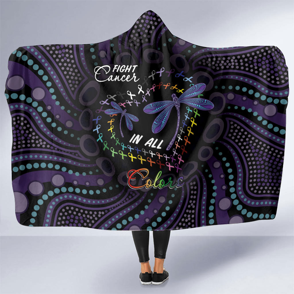 Fight Cancer In All Colors Australia Indigenous Hooded Blanket Dragonflies Aboriginal Art