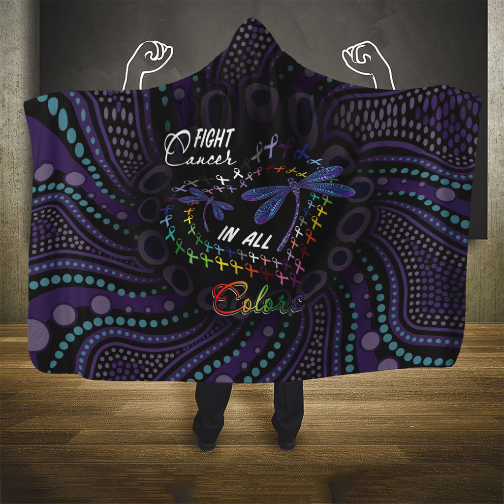 Fight Cancer In All Colors Australia Indigenous Hooded Blanket Dragonflies Aboriginal Art