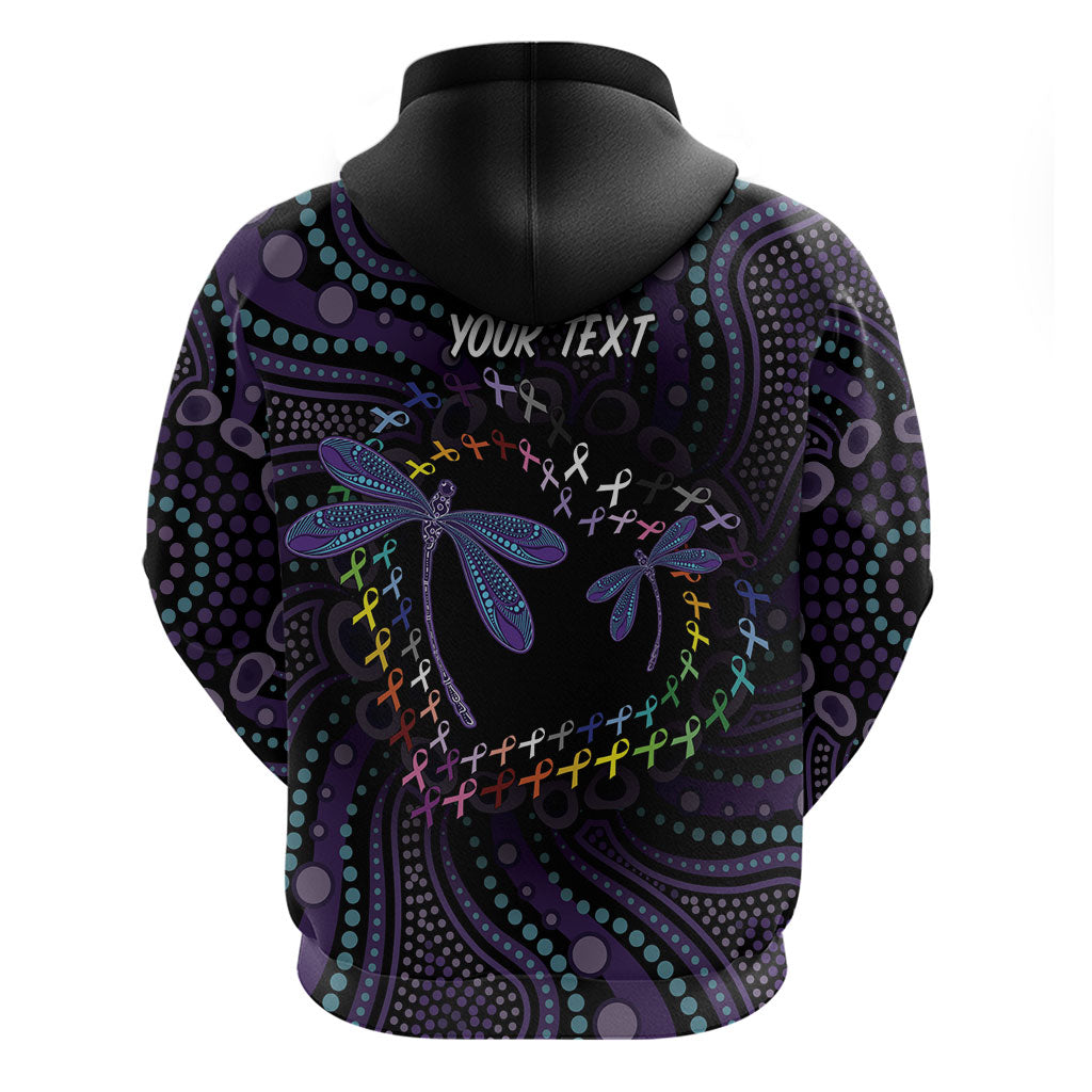 Fight Cancer In All Colors Australia Indigenous Personalized Hoodie Dragonflies Aboriginal Art