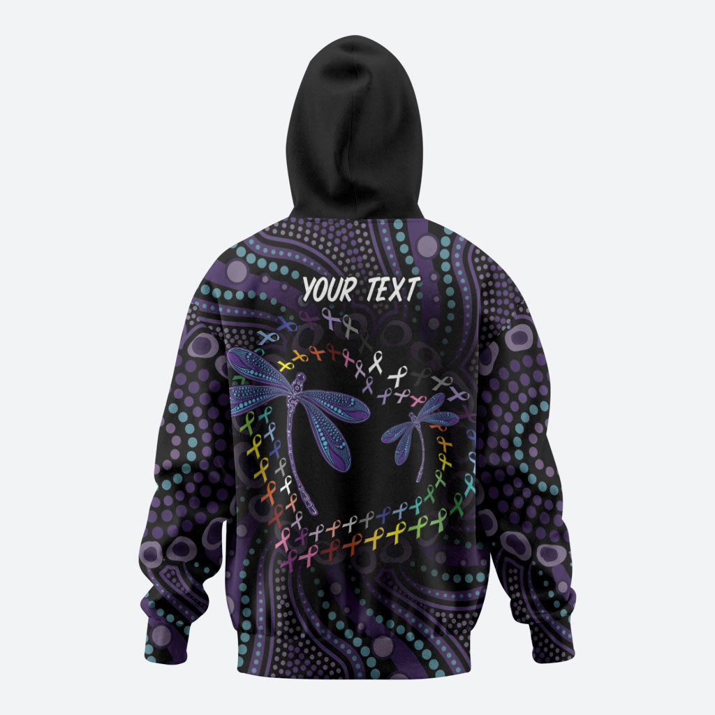 Fight Cancer In All Colors Australia Indigenous Personalized Hoodie Dragonflies Aboriginal Art