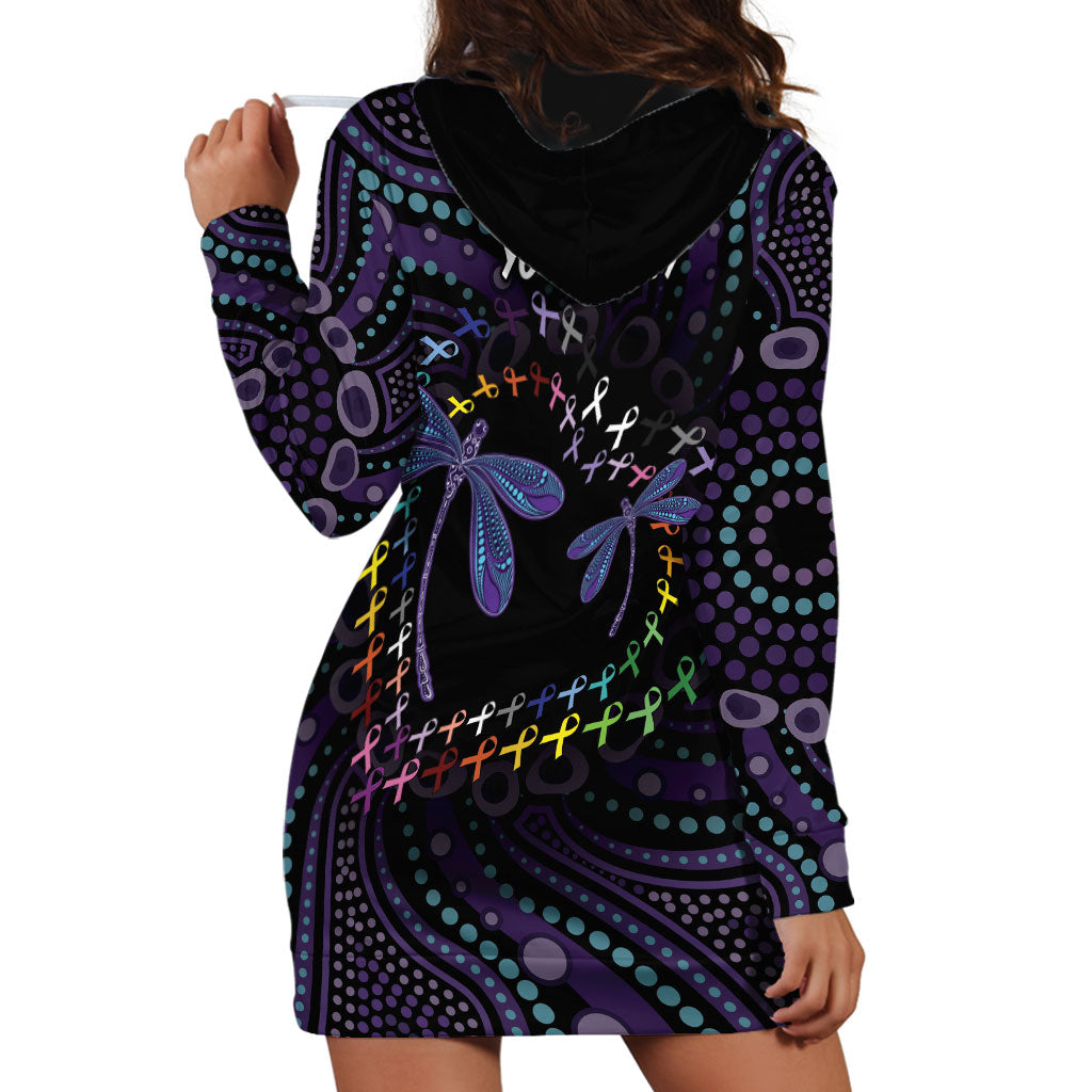 Fight Cancer In All Colors Australia Indigenous Personalized Hoodie Dress Dragonflies Aboriginal Art