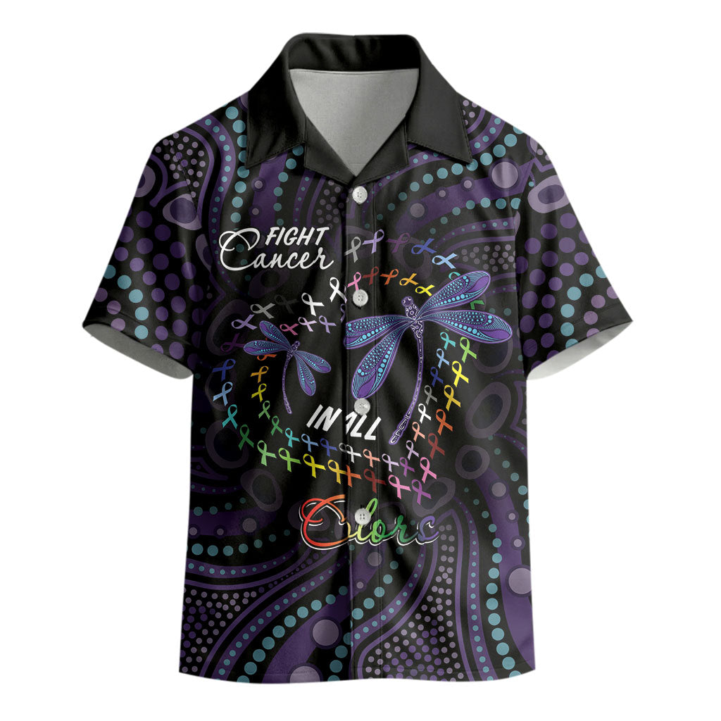 Fight Cancer In All Colors Australia Indigenous Personalized Kid Hawaiian Shirt Dragonflies Aboriginal Art