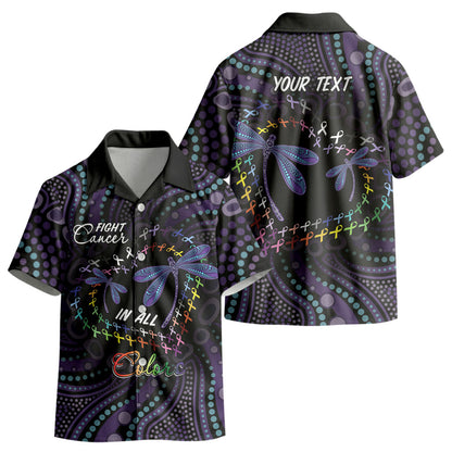 Fight Cancer In All Colors Australia Indigenous Personalized Kid Hawaiian Shirt Dragonflies Aboriginal Art