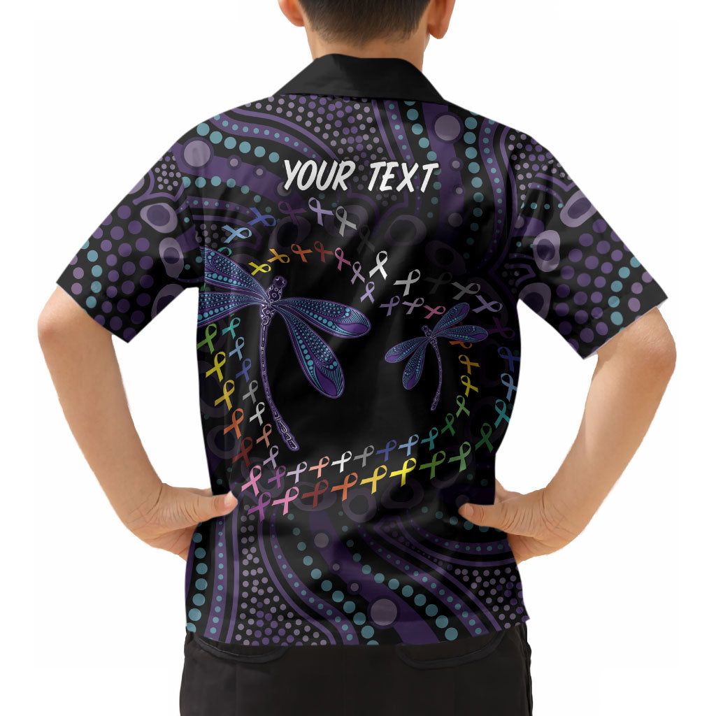 Fight Cancer In All Colors Australia Indigenous Personalized Kid Hawaiian Shirt Dragonflies Aboriginal Art