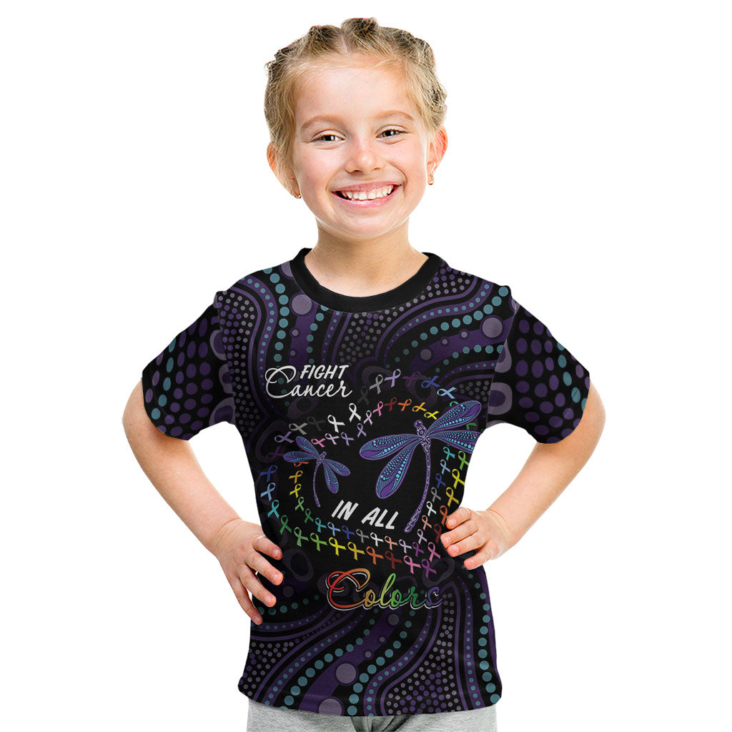 Fight Cancer In All Colors Australia Indigenous Personalized Kid T Shirt Dragonflies Aboriginal Art