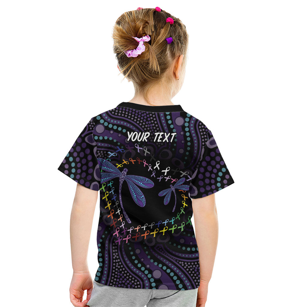 Fight Cancer In All Colors Australia Indigenous Personalized Kid T Shirt Dragonflies Aboriginal Art