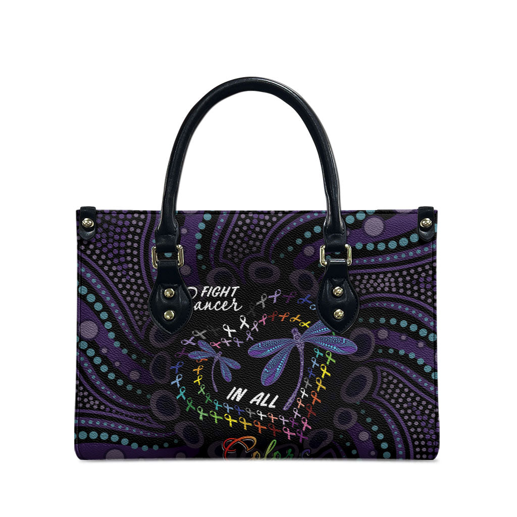 Fight Cancer In All Colors Australia Indigenous Leather Bag Dragonflies Aboriginal Art