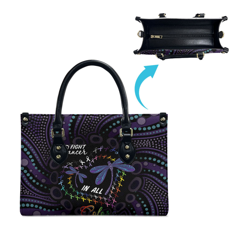 Fight Cancer In All Colors Australia Indigenous Leather Bag Dragonflies Aboriginal Art