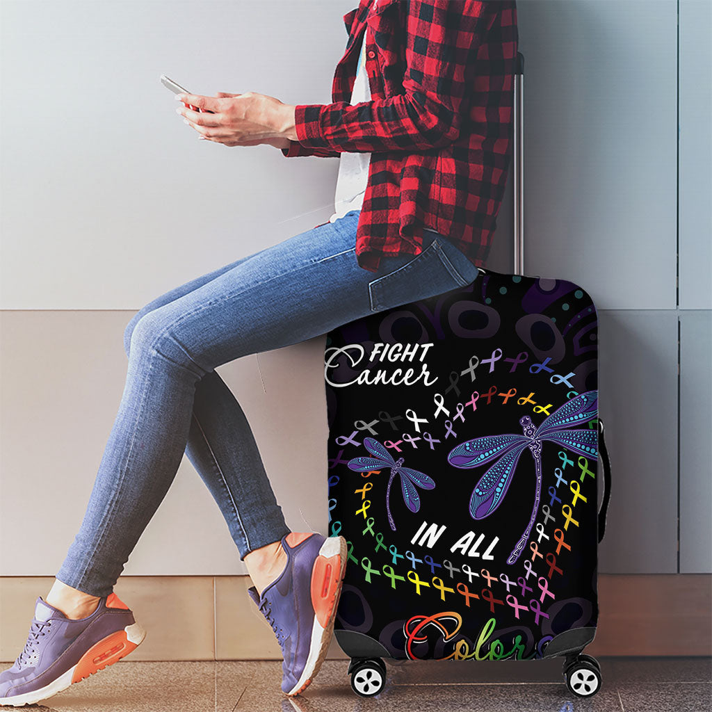 Fight Cancer In All Colors Australia Indigenous Luggage Cover Dragonflies Aboriginal Art