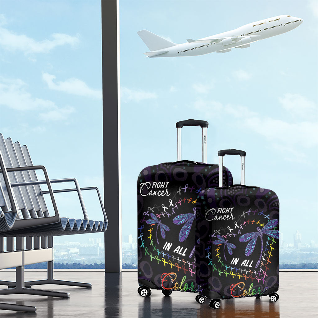 Fight Cancer In All Colors Australia Indigenous Luggage Cover Dragonflies Aboriginal Art