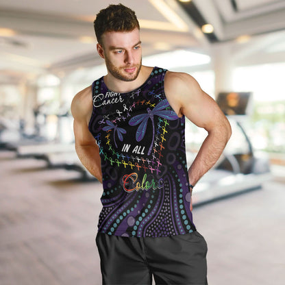 Fight Cancer In All Colors Australia Indigenous Personalized Men Tank Top Dragonflies Aboriginal Art