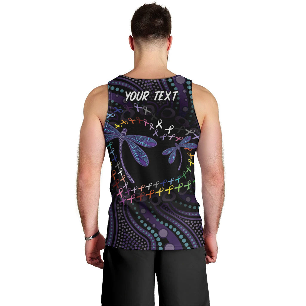Fight Cancer In All Colors Australia Indigenous Personalized Men Tank Top Dragonflies Aboriginal Art