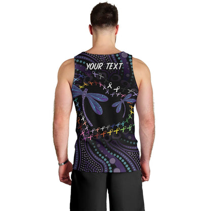 Fight Cancer In All Colors Australia Indigenous Personalized Men Tank Top Dragonflies Aboriginal Art