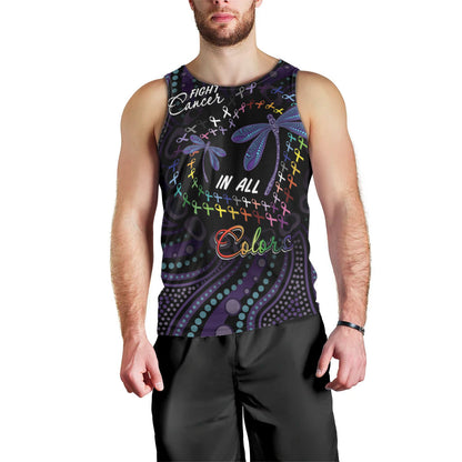 Fight Cancer In All Colors Australia Indigenous Personalized Men Tank Top Dragonflies Aboriginal Art