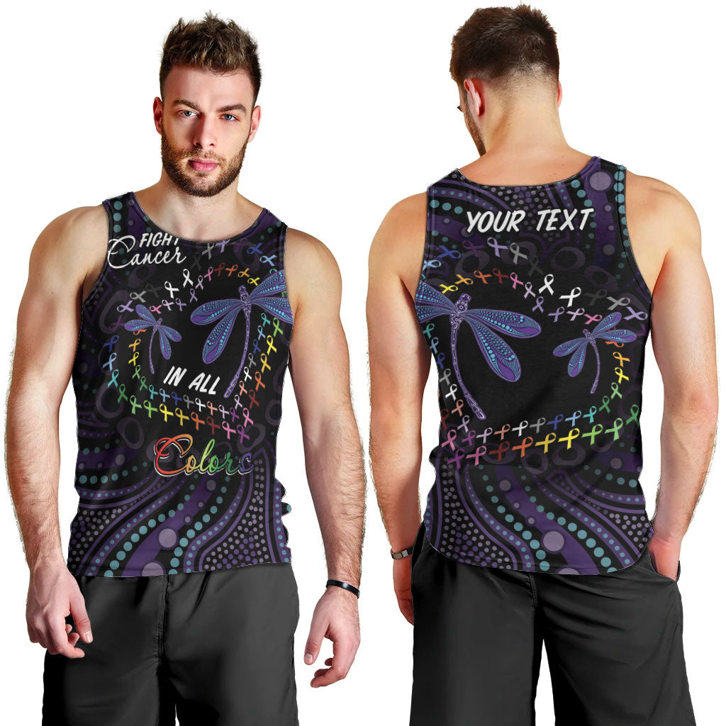 Fight Cancer In All Colors Australia Indigenous Personalized Men Tank Top Dragonflies Aboriginal Art