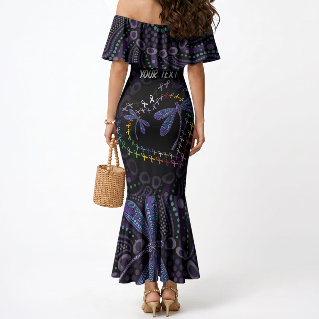 Fight Cancer In All Colors Australia Indigenous Personalized Mermaid Dress Dragonflies Aboriginal Art