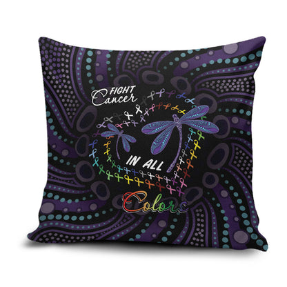 Fight Cancer In All Colors Australia Indigenous Pillow Cover Dragonflies Aboriginal Art