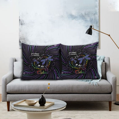 Fight Cancer In All Colors Australia Indigenous Pillow Cover Dragonflies Aboriginal Art