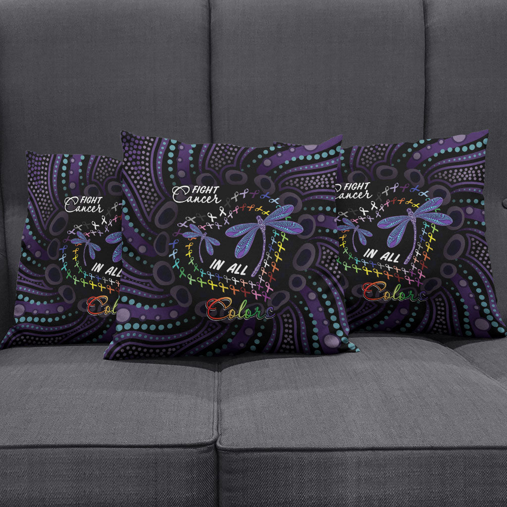 Fight Cancer In All Colors Australia Indigenous Pillow Cover Dragonflies Aboriginal Art