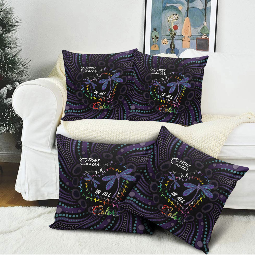 Fight Cancer In All Colors Australia Indigenous Pillow Cover Dragonflies Aboriginal Art