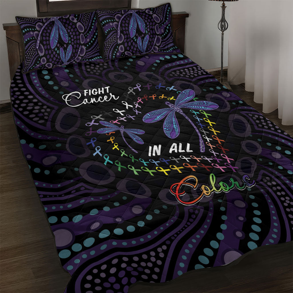 Fight Cancer In All Colors Australia Indigenous Quilt Bed Set Dragonflies Aboriginal Art