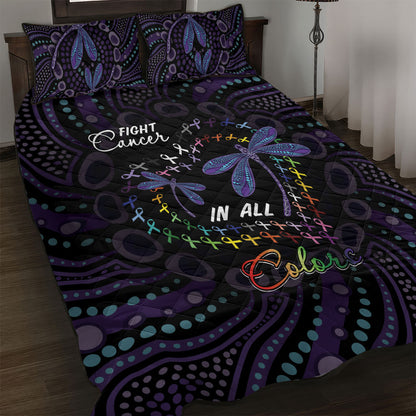 Fight Cancer In All Colors Australia Indigenous Quilt Bed Set Dragonflies Aboriginal Art