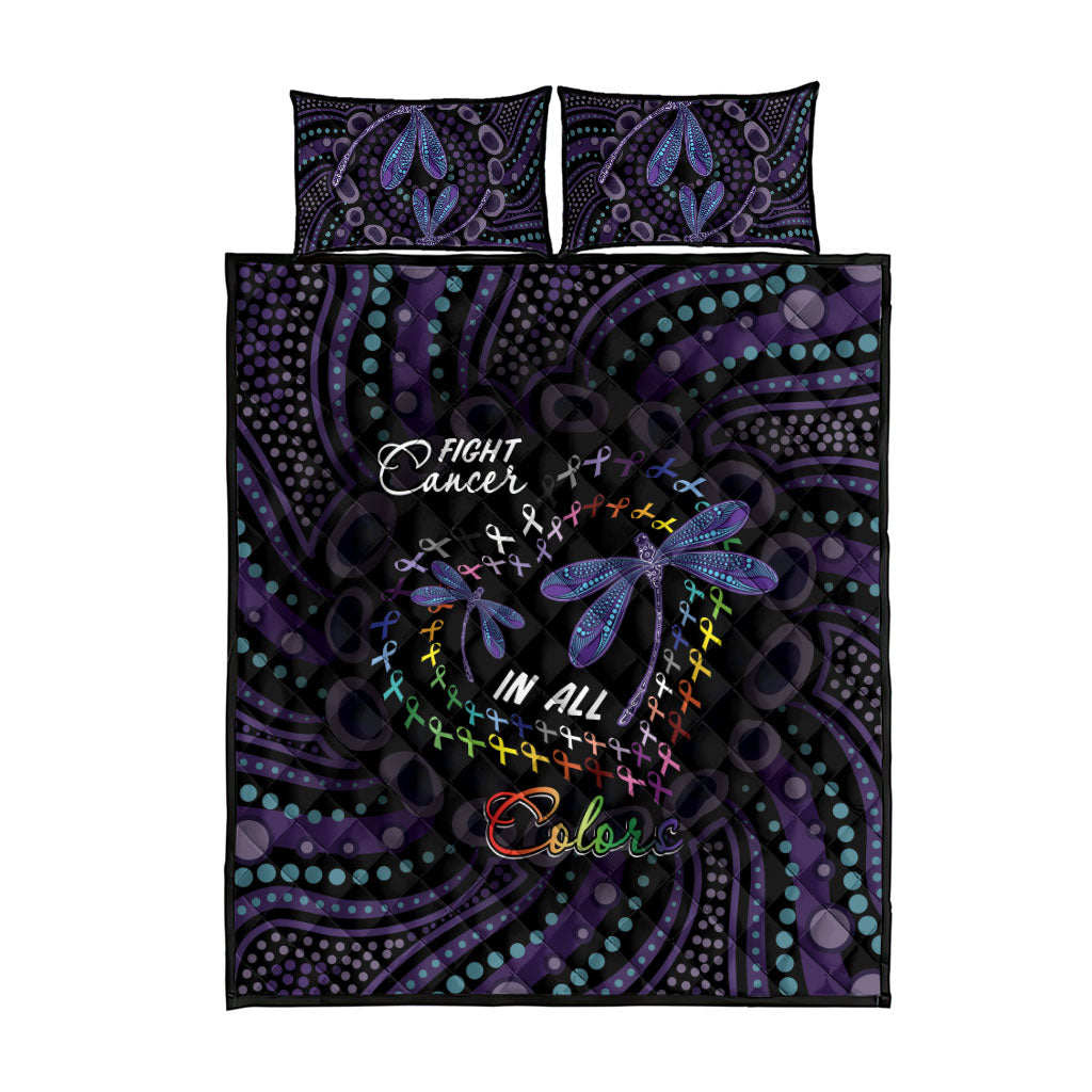 Fight Cancer In All Colors Australia Indigenous Quilt Bed Set Dragonflies Aboriginal Art