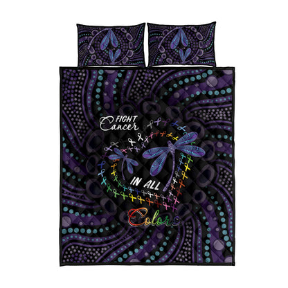 Fight Cancer In All Colors Australia Indigenous Quilt Bed Set Dragonflies Aboriginal Art
