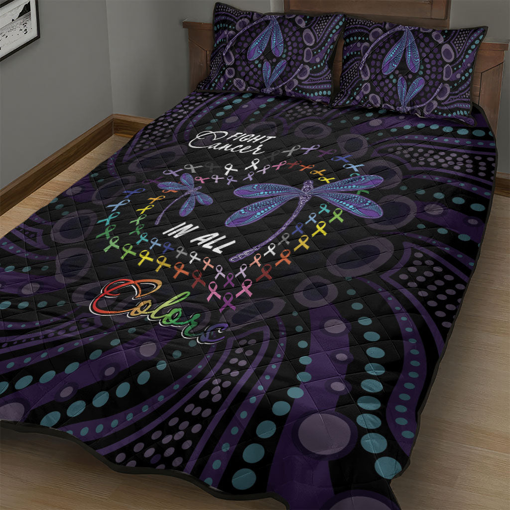 Fight Cancer In All Colors Australia Indigenous Quilt Bed Set Dragonflies Aboriginal Art