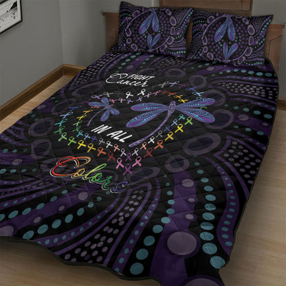 Fight Cancer In All Colors Australia Indigenous Quilt Bed Set Dragonflies Aboriginal Art