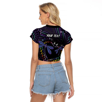 Fight Cancer In All Colors Australia Indigenous Personalized Raglan Cropped T Shirt Dragonflies Aboriginal Art