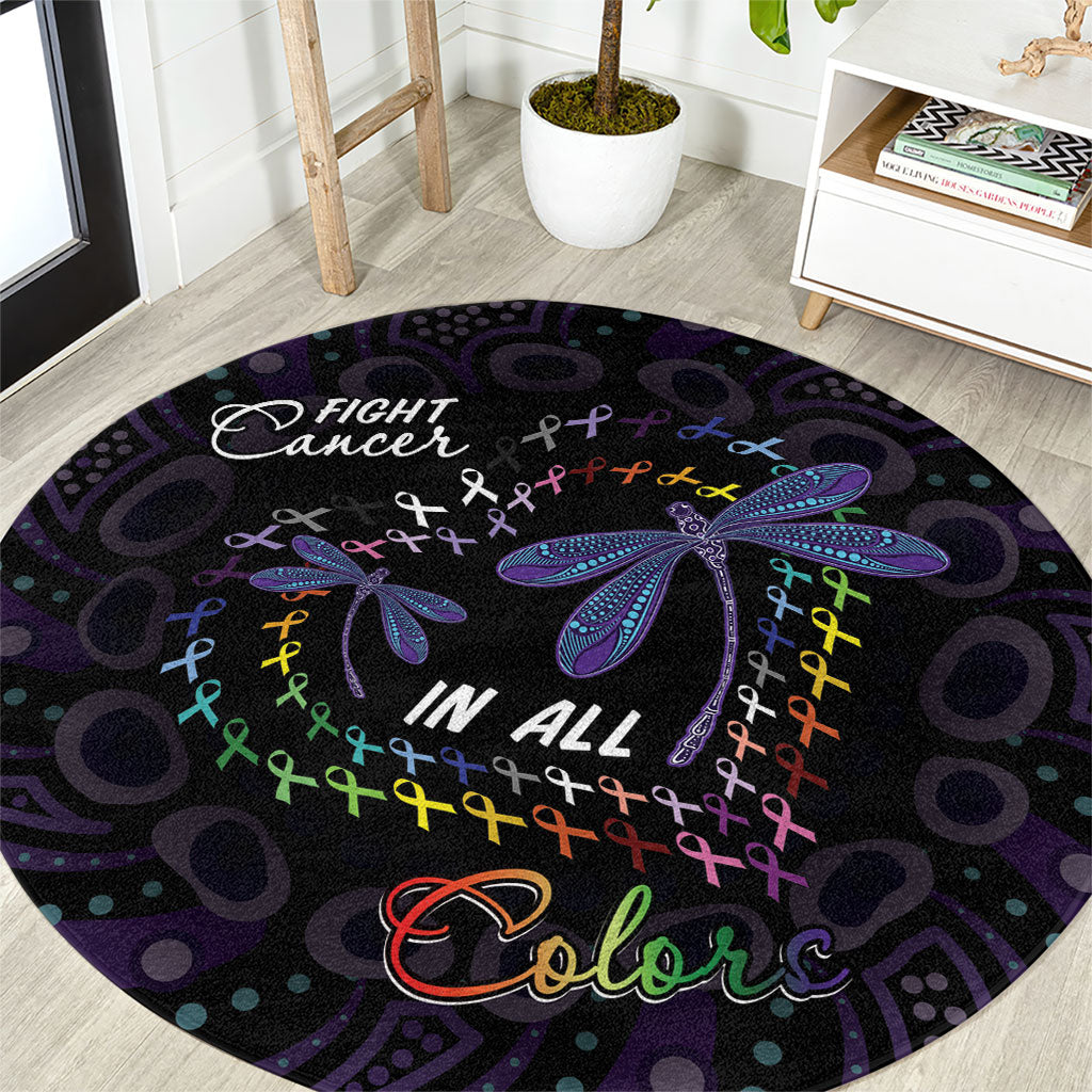 Fight Cancer In All Colors Australia Indigenous Round Carpet Dragonflies Aboriginal Art