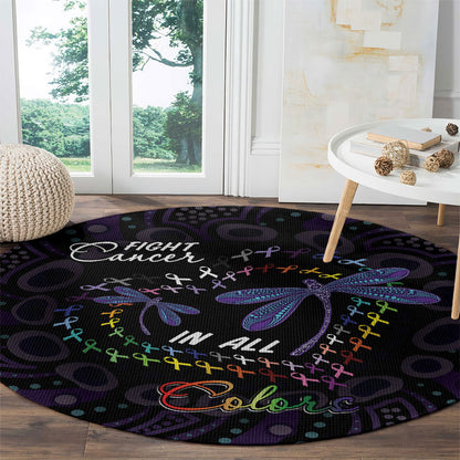 Fight Cancer In All Colors Australia Indigenous Round Carpet Dragonflies Aboriginal Art